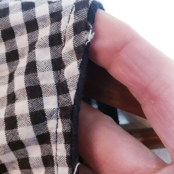 109°F Womens Top Large Black Plaid Gingham Embroidered Floral Cottagecore - Picture 12 of 16